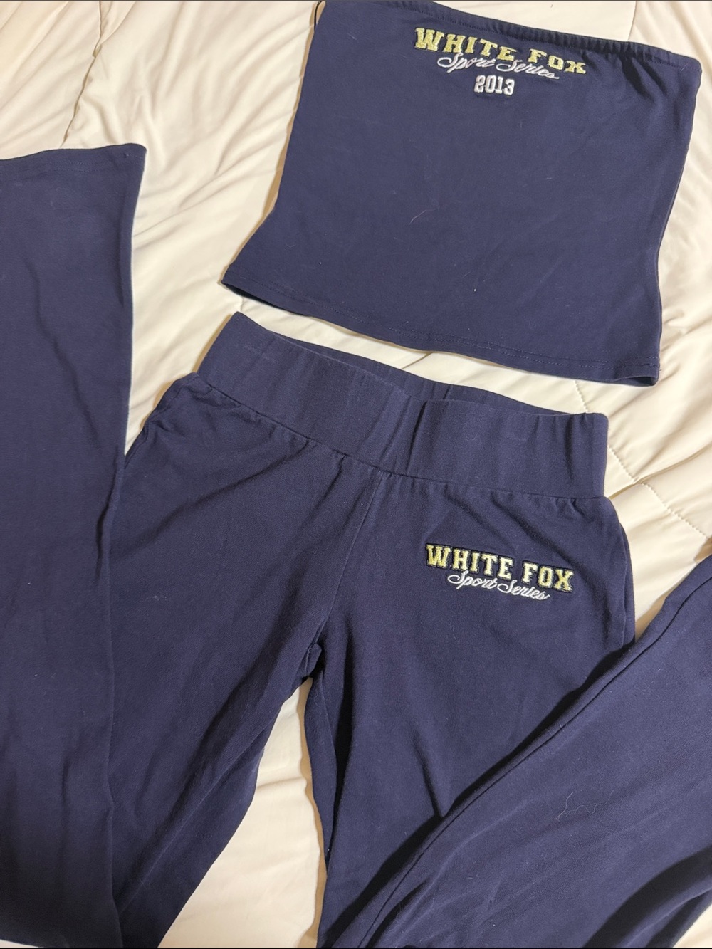 White fox set, tube top and flare pants XS - Picture 3 of 4